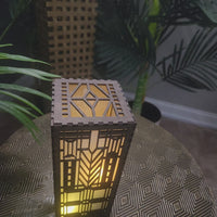 Domara 11 inch Laser Cut Lamp inspired by Frank Lloyd Wright, created by Studio Navarri