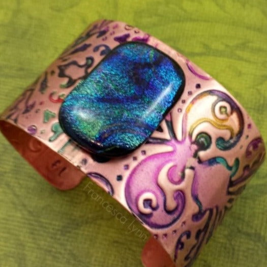 One Of A Kind Copper and Dichroic Cuffs
