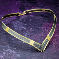 COLLAR - AMARI V Style Collar, Black and Gold
