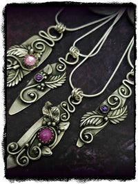 SOLD - FLORAL GARDEN PENDANT, JOZI, Sterling with Pink Sapphire, One of A Kind, Ready To Ship
