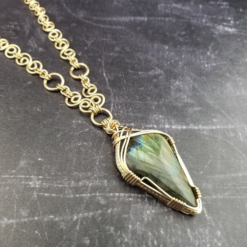 SOLD ~ Labadorite and Gold, Infinity Chain, One Of A Kind, Ready to Ship