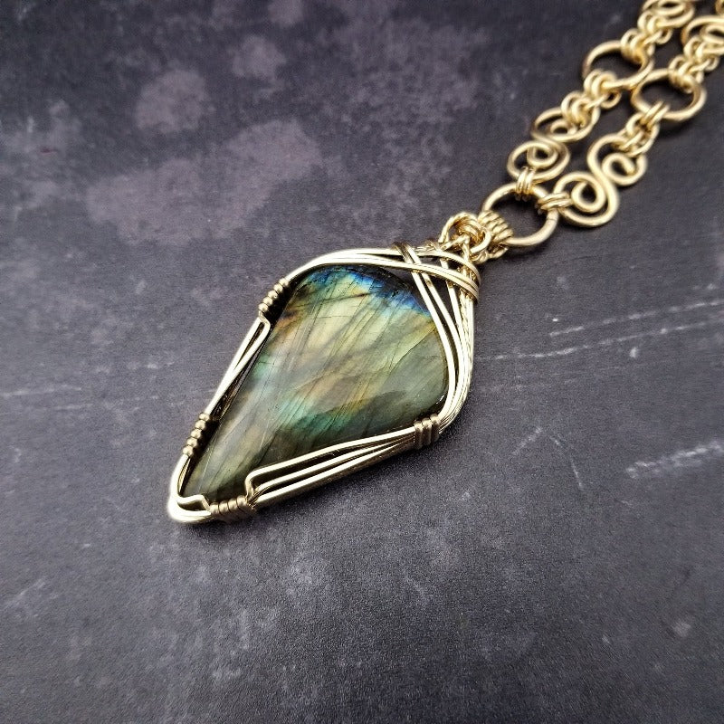 SOLD ~ Labadorite and Gold, Infinity Chain, One Of A Kind, Ready to Ship