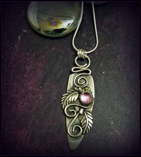 SOLD - FLORAL GARDEN PENDANT, JOZI, Sterling with Pink Sapphire, One of A Kind, Ready To Ship