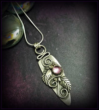 SOLD - FLORAL GARDEN PENDANT, JOZI, Sterling with Pink Sapphire, One of A Kind, Ready To Ship