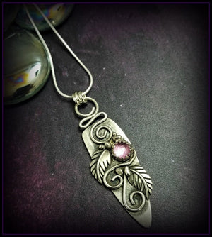 FLORAL GARDEN PENDANT, JOZI, Sterling with Pink Sapphire, One of A Kind, Ready To Ship
