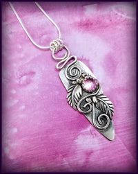 SOLD - FLORAL GARDEN PENDANT, JOZI, Sterling with Pink Sapphire, One of A Kind, Ready To Ship