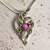 SOLD - FLORAL GARDEN PENDANT, Kami, Sterling with Star Ruby, Made To Order