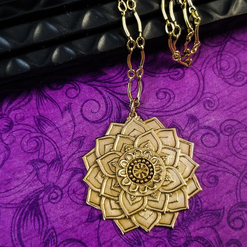 LOTUS, Mandala Pendant, Bronze