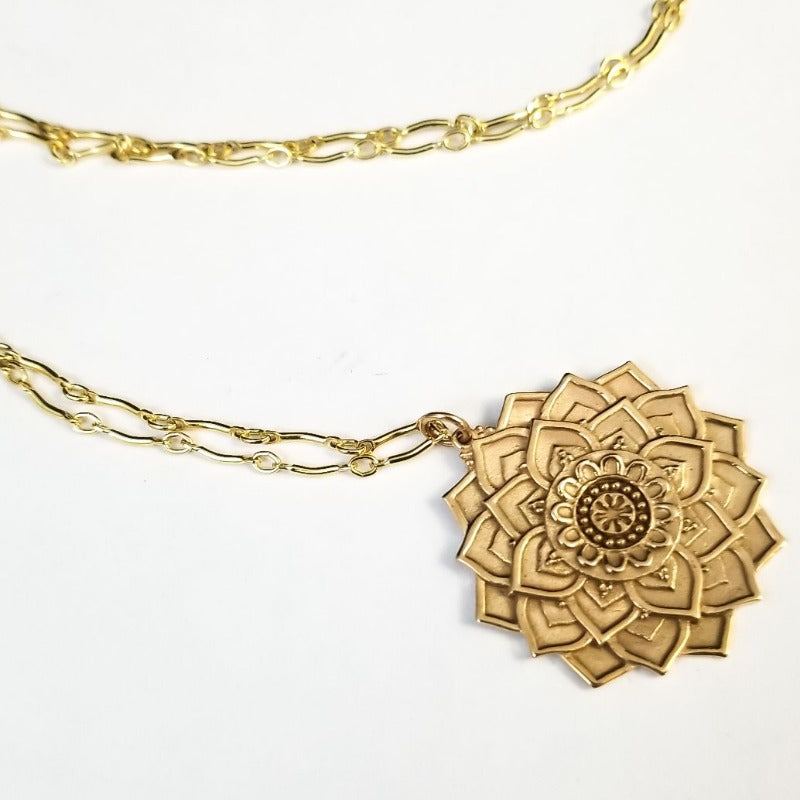 LOTUS, Mandala Pendant, Bronze