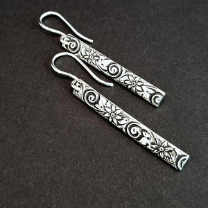 Wild Flower Earrings in sterling silver with handcrafted ear wires.